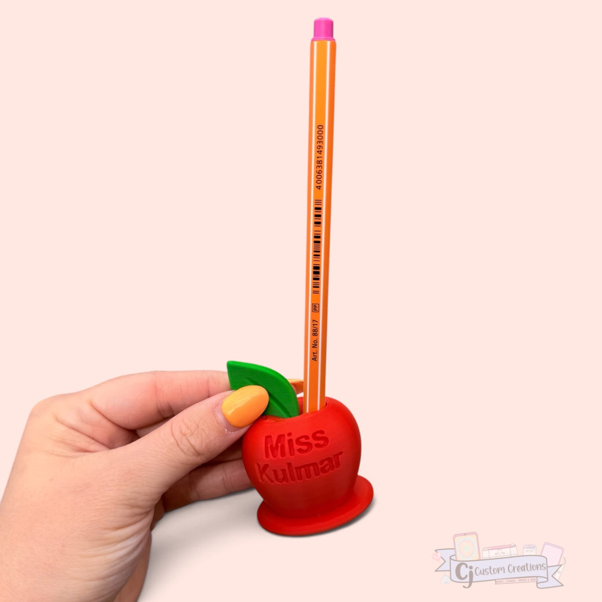 Teacher Personalised Mini Apple Pen Holder