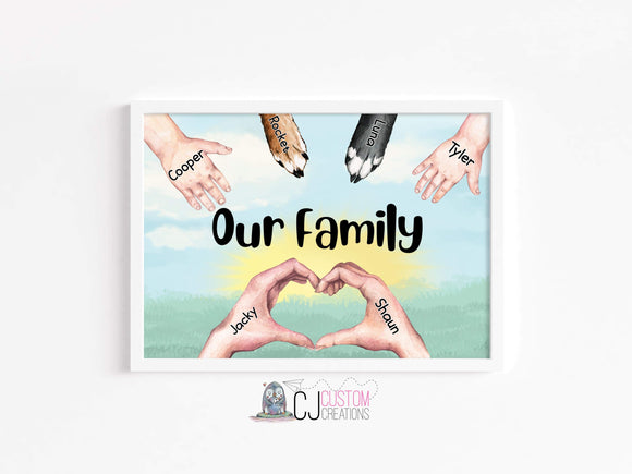 All hands together family print