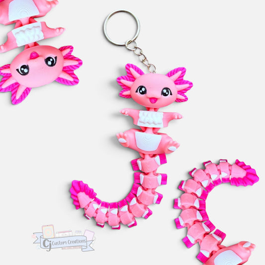 Pink Axolotl Wiggle Tail Keychain
