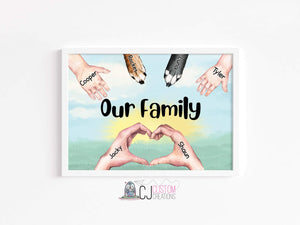 All hands together family print