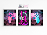 Gamer 3 piece print name set