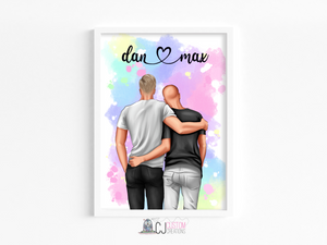 Male Personalised Couples Print