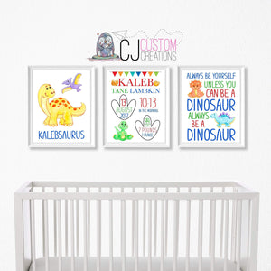 Dinosaur 3 Piece Birth Print Set