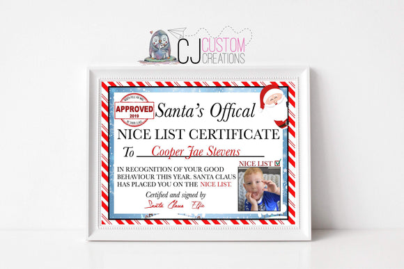 2019 Nice List Certificate