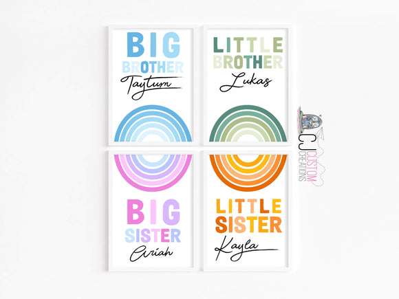 3-4 siblings rainbow print